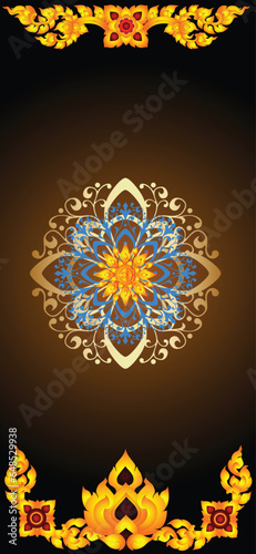Vector illustration. Wallpaper iphone Thai art pattern or Line Thai background texture.