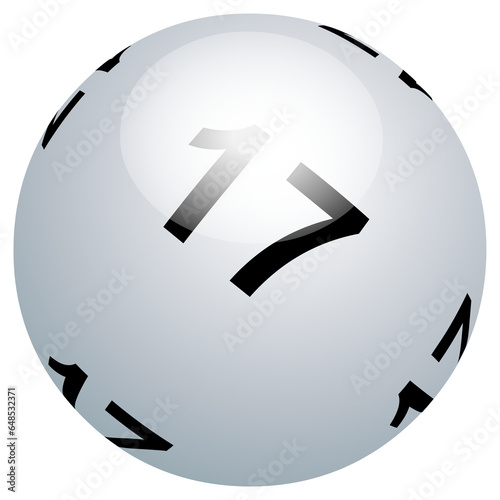 Boule de loto blanche n° 17 en PNG
