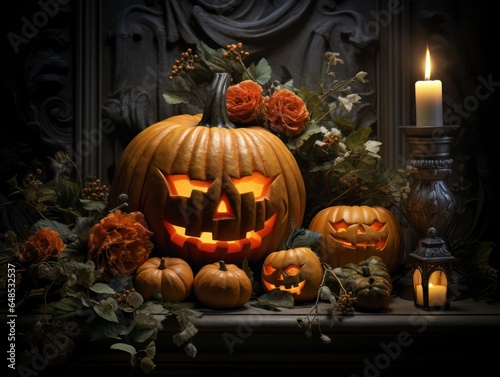 Halloween pumpkin composition, background
