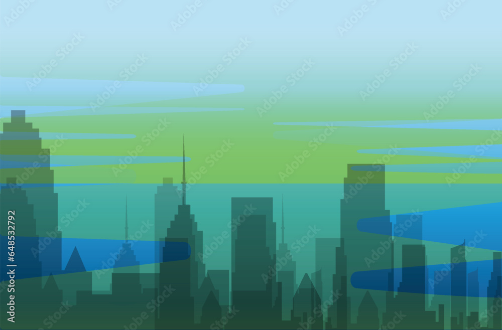 city silhouette pollution air