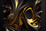 Black and gold gradients seamless wallpaper, in the style of fluid formations. Abstraction marble. Generative AI