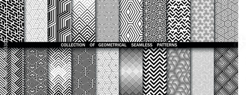 Geometric set of seamless black and white patterns. Simpless vector graphics