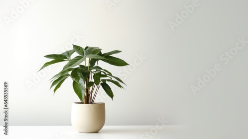 Small home plant in a flowerpot. Close up of house plant isolated on white background. Generative AI