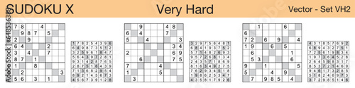 A set of 3 very hard scalable sudoku X puzzles suitable for kids, adults and seniors and ready for web use, or to be compiled into a standard or large print activity book.