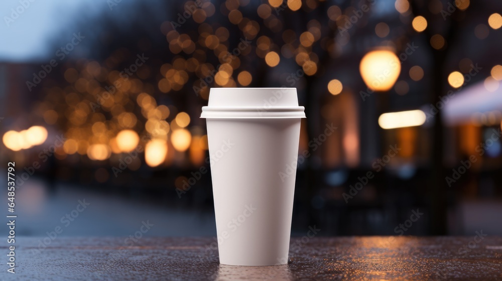 A coffee cup sitting on top of a table. Photorealistic AI. A coffee cup sitting on top of a table. Photorealistic AI.