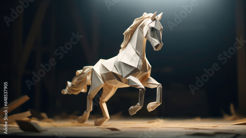 close-up of origami of a horse
