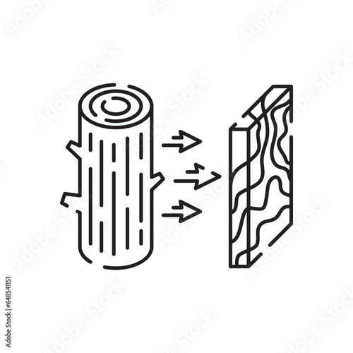 Woodcutter line icon. Logging, sawmill line icon in circles, logging truck, tree harvester, timber, lumberjack, wood and lumber. Vector illustration