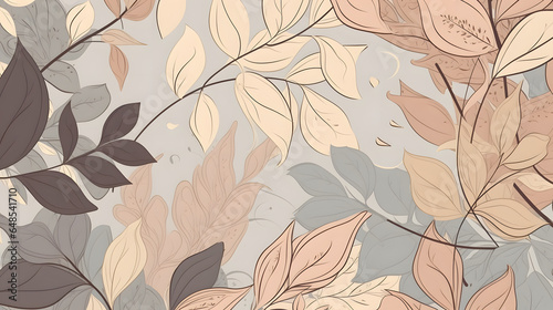 floral background with hand-drawn leaves and vines in mut one generative AI
