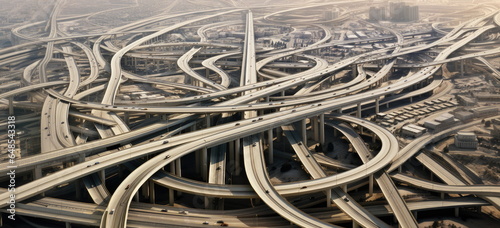raised complex highways, creating transport infrastructure for car commutes and affecting the city community.  photo