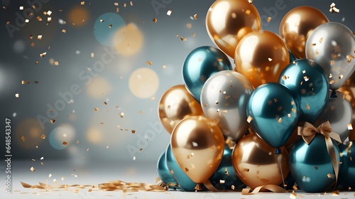 Festive Cheer: Golden and Blue Balloons for Celebrating Big