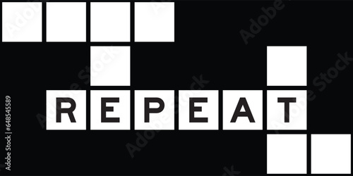 Alphabet letter in word repeat on crossword puzzle background