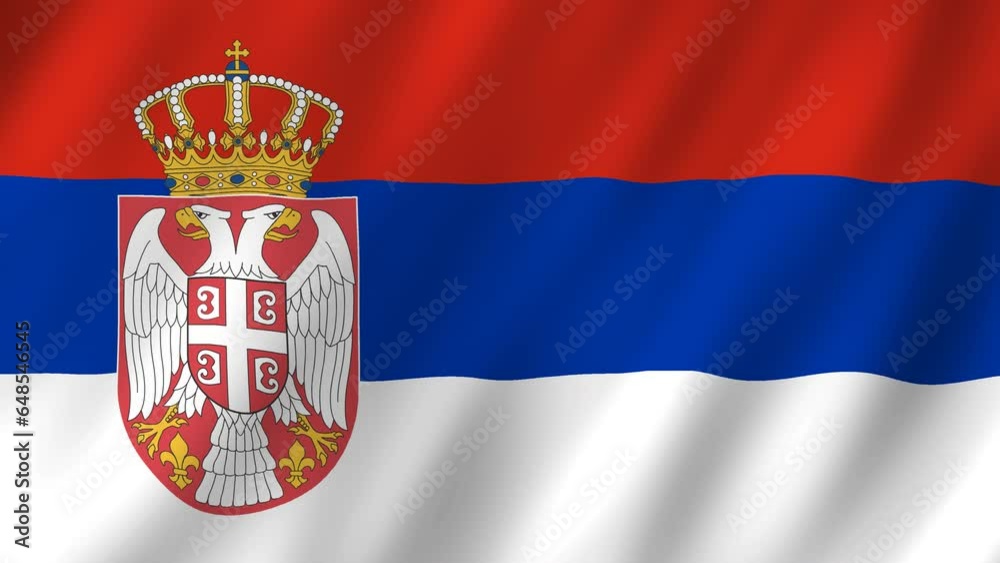 Flag of the Serbia waving animation. looping National Serbia flag