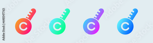 Temperature solid icon in gradient colors. Celcius signs vector illustration.