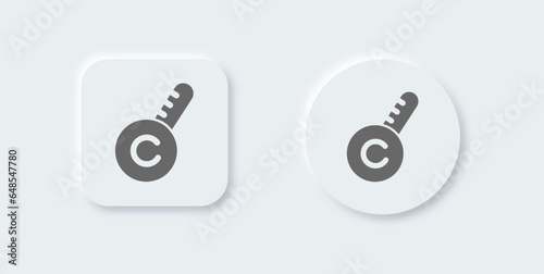 Temperature solid icon in neomorphic design style. Celcius signs vector illustration.