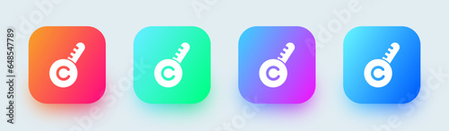 Temperature solid icon in square gradient colors. Celcius signs vector illustration.