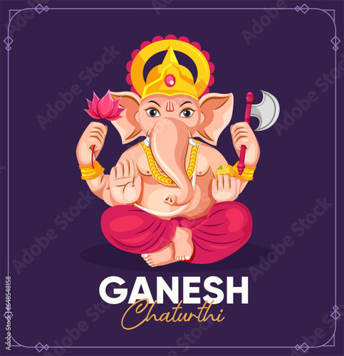 Happy Ganesh Chaturthi hindu festival greeting card design