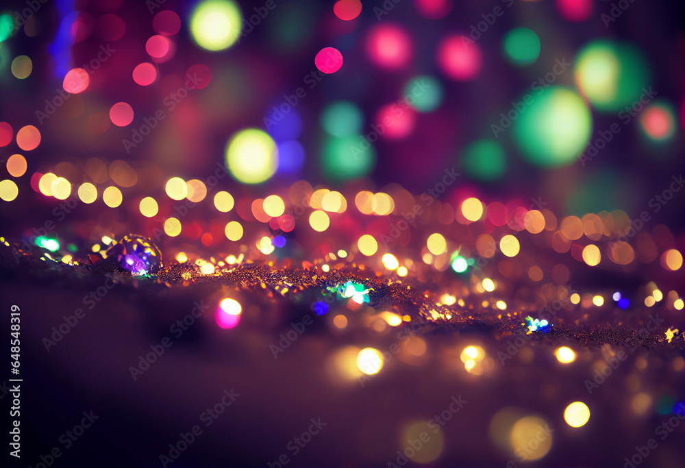 Glitter bokeh light background, Christmas. Generative AI