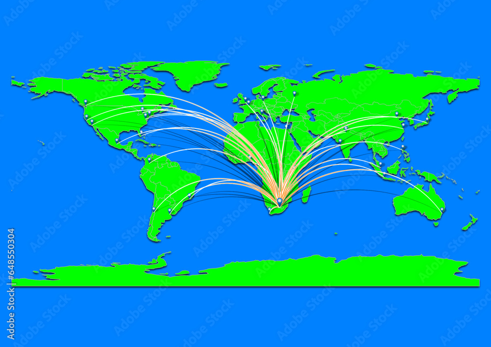 Naklejka premium Bloemfontein, South Africa map - Concept map for Bloemfontein, South Africa on World map. Suitable for export concepts. File is suitable for digital editing and prints of all sizes.