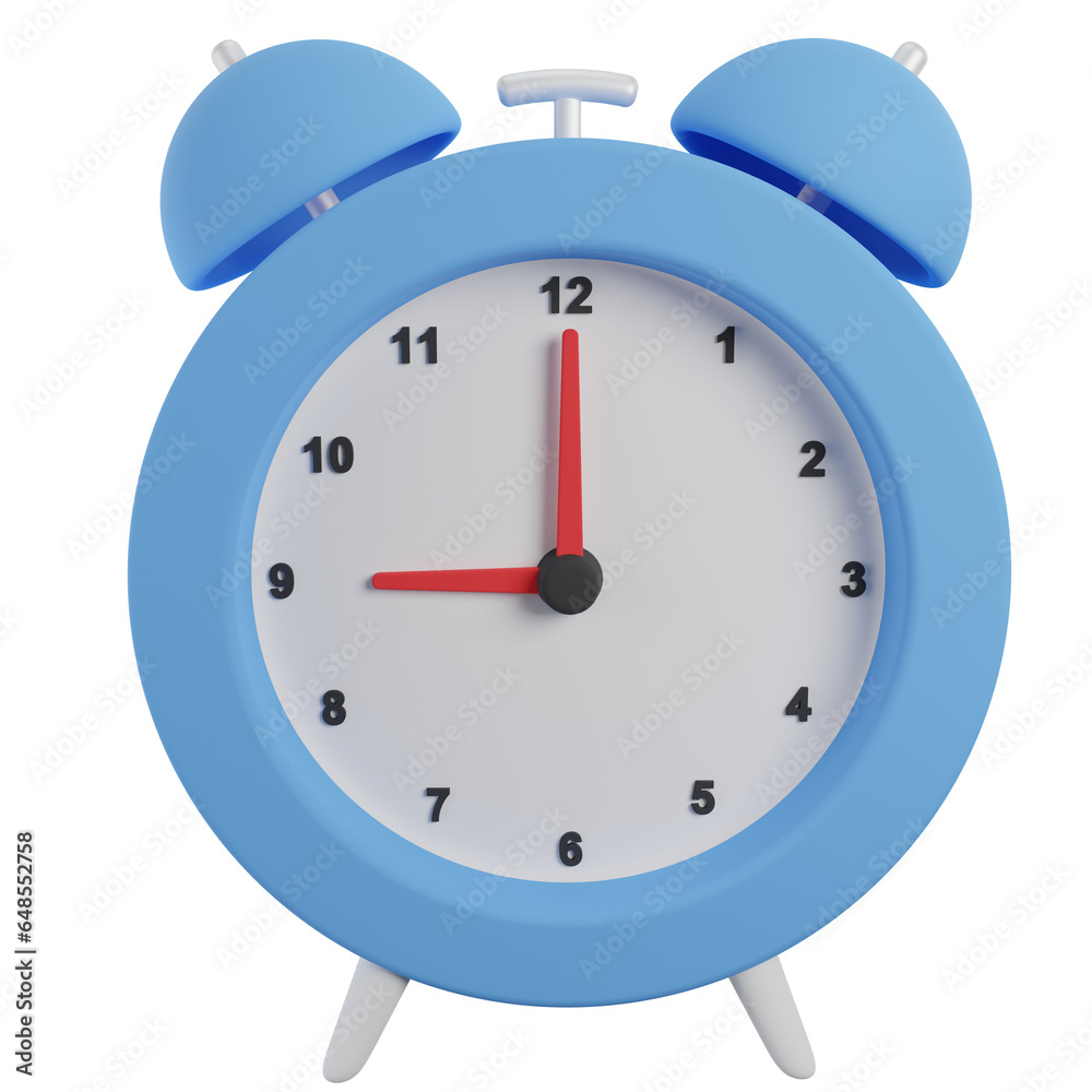 3D blue clock, at 9 o'clock 3D blue clock, at 9 o'clock