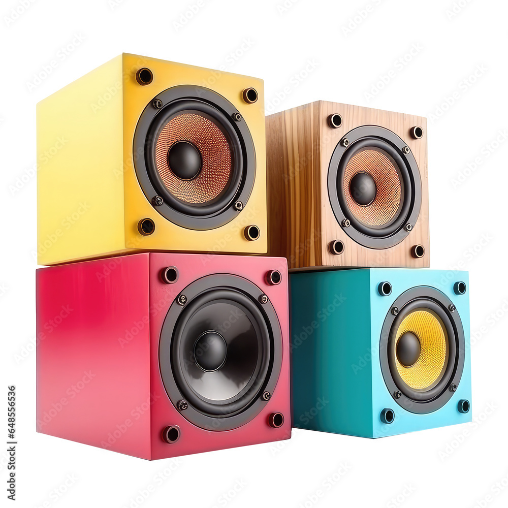 Fototapeta premium many audio speakers isolated on white