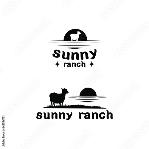 creative sunny ranch for agricultural, farm, harvest, landscape, farmland and eco green logo design vector illustration with playful and modern styles