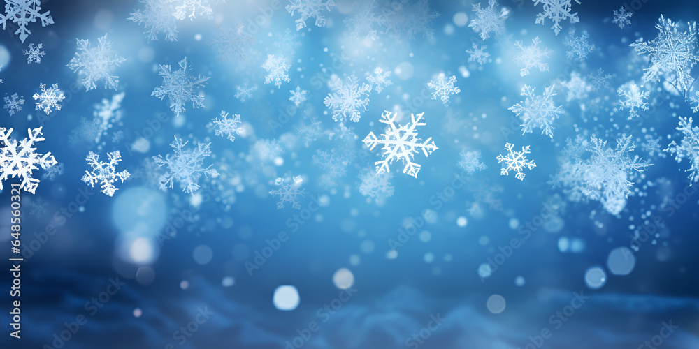 A Lovely blue snowflake Christmas background generated AI