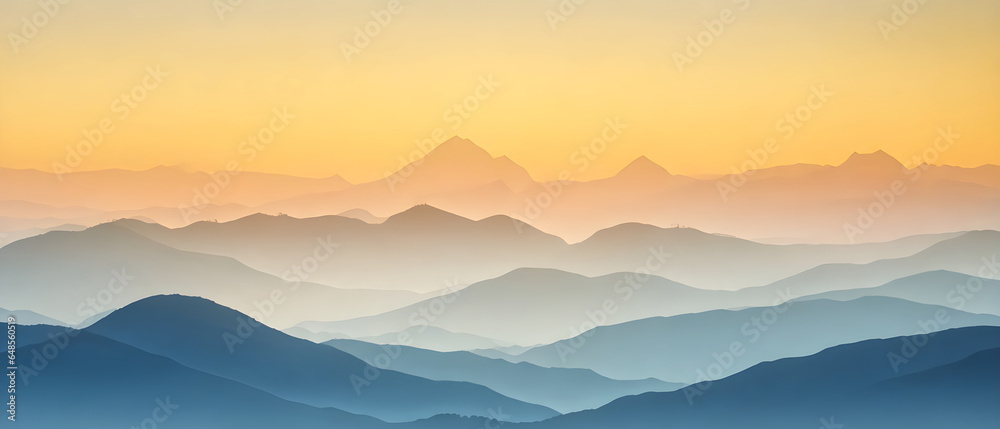 Sunset landscape with mountains and sky