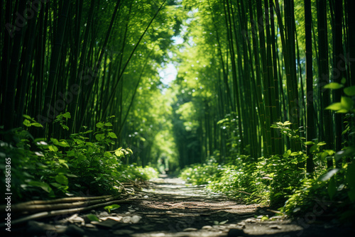 Bamboo forest scenery during daylight, warm & tranquillity