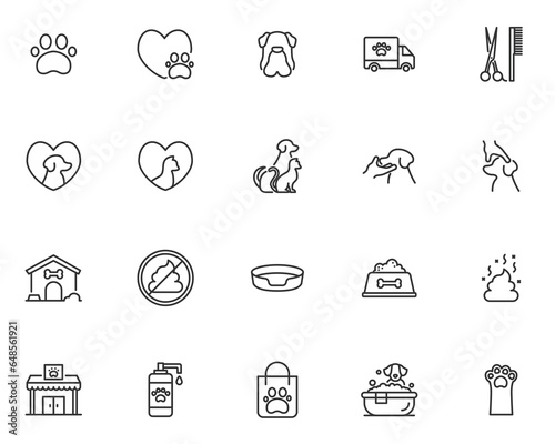 set of pet icons, dog, cat