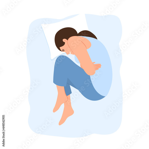 Woman suffering from abdominal pain, diarrhea, bloating,painful periods, inflammation of the appendages, uterus, ovaries.Vector illustration isolated