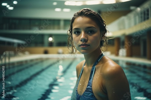 Gorgeous Swimmer Exercising by the Pool