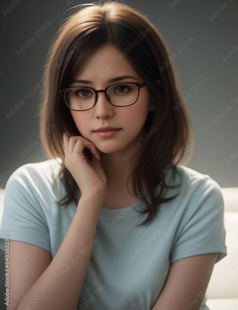 portrait A young woman, She felt unwell, had a headache and a fever. ai generative portrait A young woman, She felt unwell, had a headache and a fever. ai generative