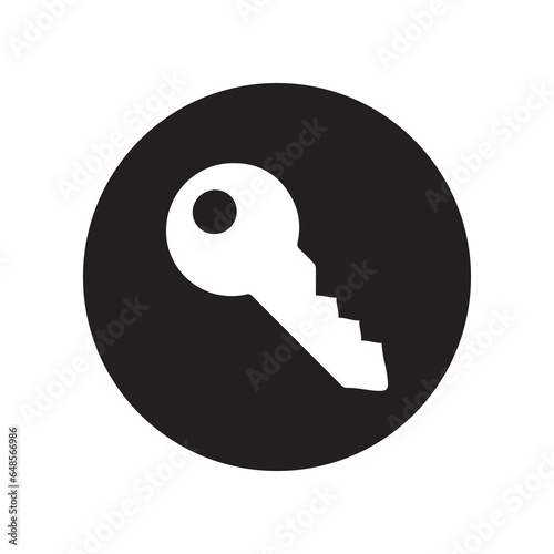 Key icon vector. Key logo design. Key vector icon illustration in circle isolated on white background