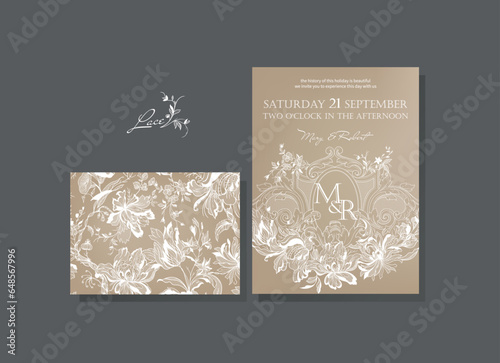 Obraz na plátně invitation card in romantic lace style