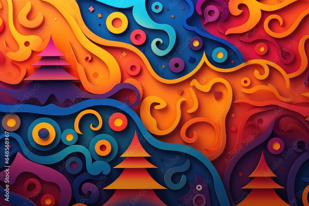 Fototapeta premium Abstract background of christmas trees and baubles, with lot of negative space