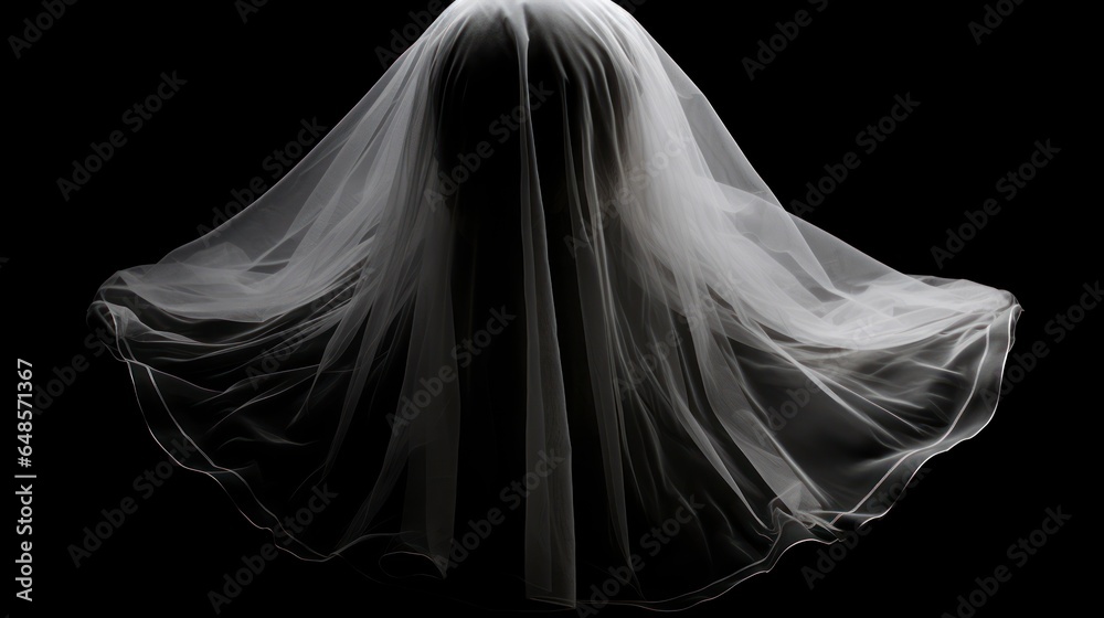 Brides veil isolated on a black background