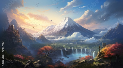Beautiful Japan Mountain Range Game Art © Damian Sobczyk