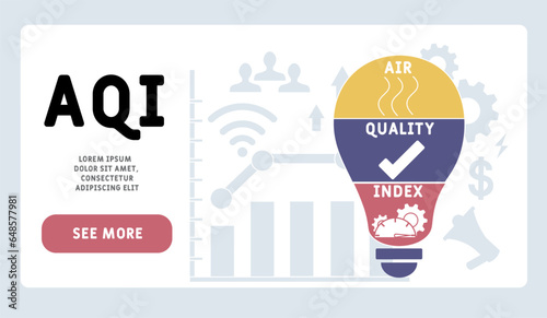 AQI - air quality index acronym. business concept background.  vector illustration concept with keywords and icons. lettering illustration with icons for web banner, flyer, landing