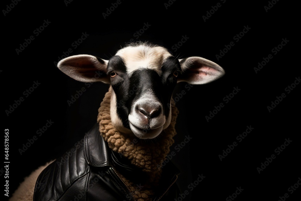 Sheep leather jacket shot. Generate Ai Sheep leather jacket shot. Generate Ai