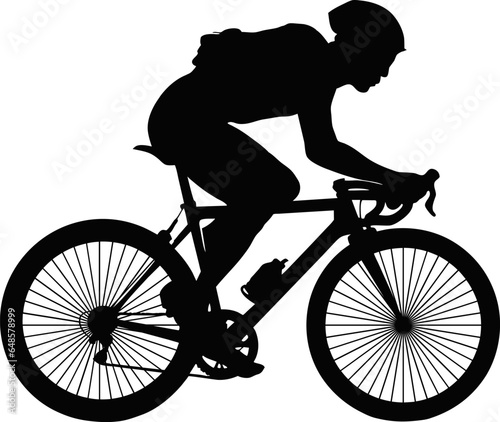Cycling silhouette, vector isolated silhouette of road cyclist. ai generated illustration