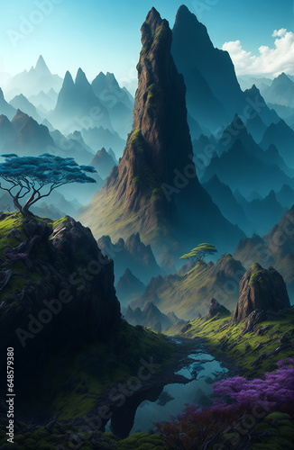 Mountains landscape, AI Generative illustration