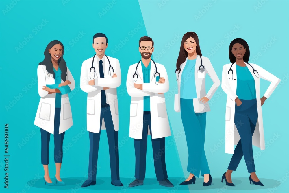 Group of hospital medical staff standing together. Male and female doctors and nurses Group of hospital medical staff standing together. Male and female doctors and nurses