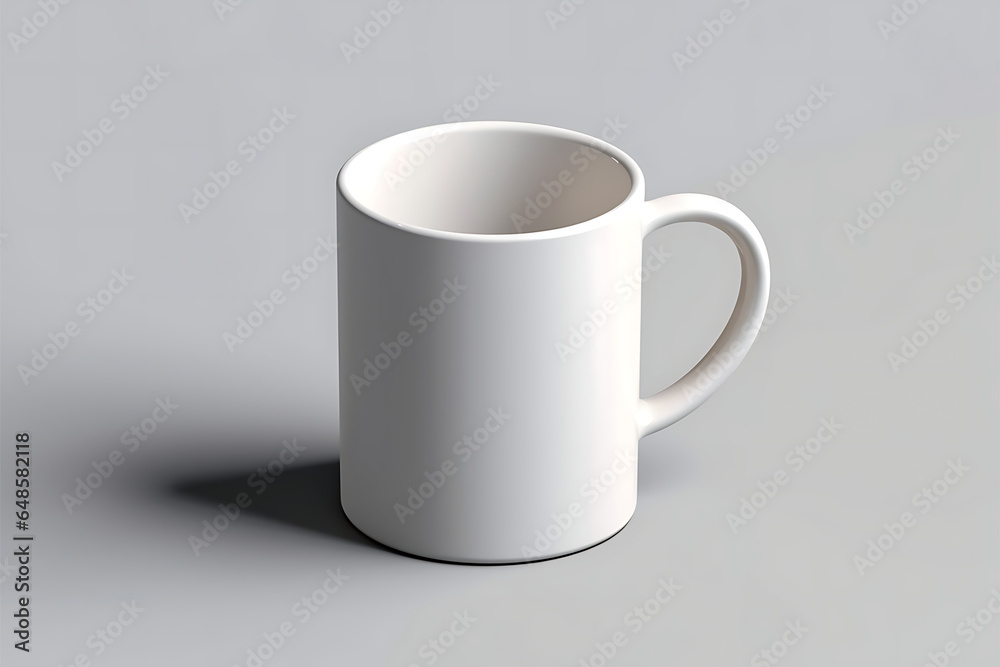 Fototapeta premium White cup on a white background. 3d rendering, mock up