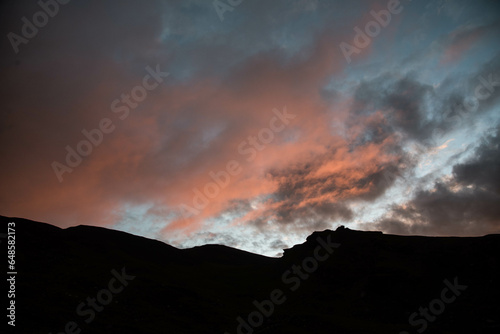 sunset in the mountains with colourful cloud