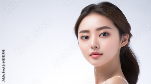 Asian woman with good skin concept lovely model with facial skincare. generative ai