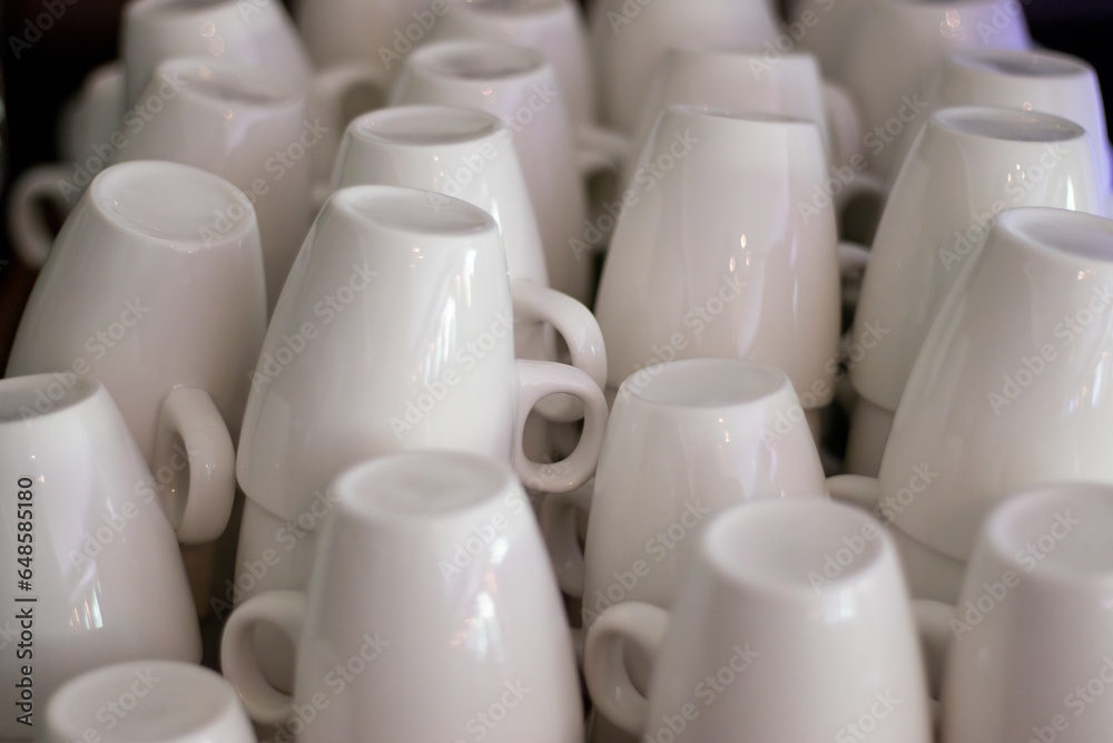 Fototapeta premium Stacks of white cups