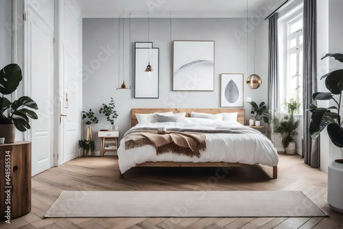 a Scandinavian bedroom with a minimalist approach to decor – less is more  photo