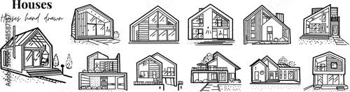 Home hand drawn, sketch drawing doodle