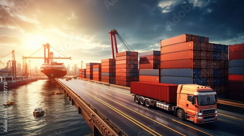 cargo container cargo freight ship. generative ai