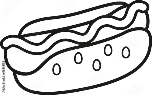Illustration black and white hotdog